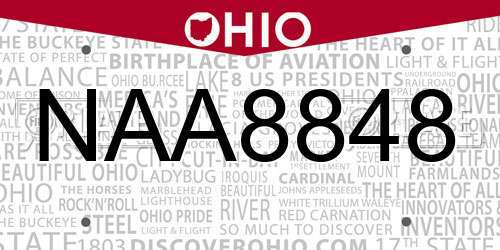 NAA8848 Ohio License Plate