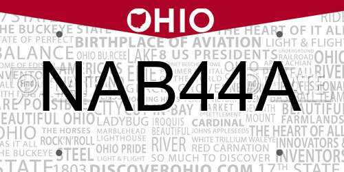 NAB44A Ohio License Plate