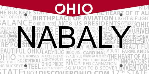 NABALY Ohio License Plate