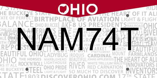 NAM74T Ohio License Plate
