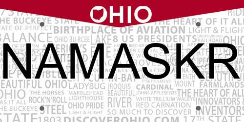 NAMASKR Ohio License Plate