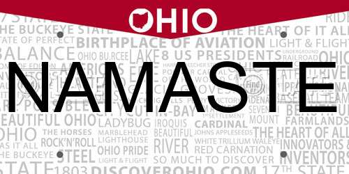 NAMASTE Ohio License Plate