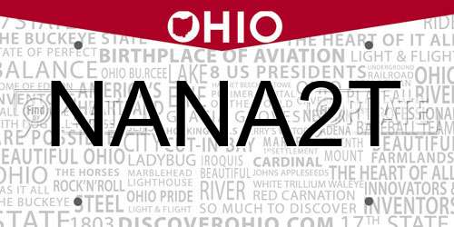 NANA2T Ohio License Plate