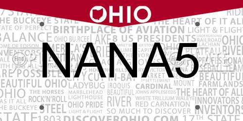 NANA5 Ohio License Plate