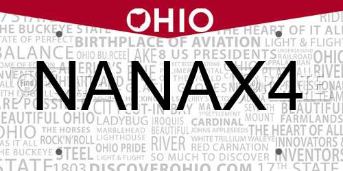 NANAX4 Ohio License Plate