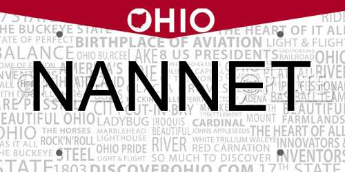 NANNET Ohio License Plate