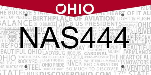NAS444 Ohio License Plate