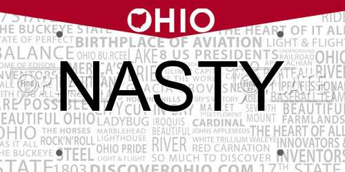 NASTY Ohio License Plate