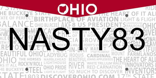 NASTY83 Ohio License Plate