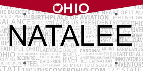 NATALEE Ohio License Plate