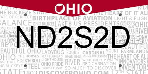 ND2S2D Ohio License Plate