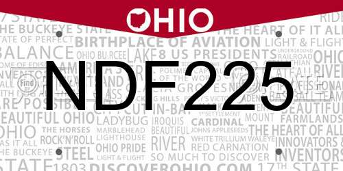 NDF225 Ohio License Plate