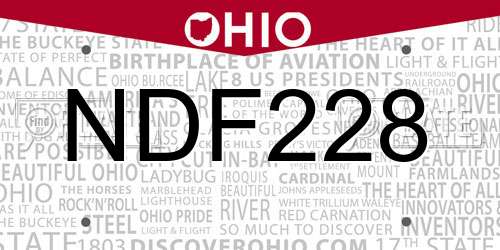 NDF228 Ohio License Plate