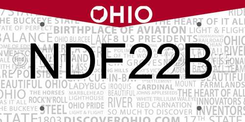 NDF22B Ohio License Plate