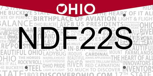 NDF22S Ohio License Plate