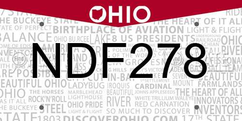 NDF278 Ohio License Plate