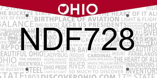 NDF728 Ohio License Plate