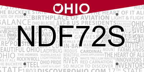 NDF72S Ohio License Plate