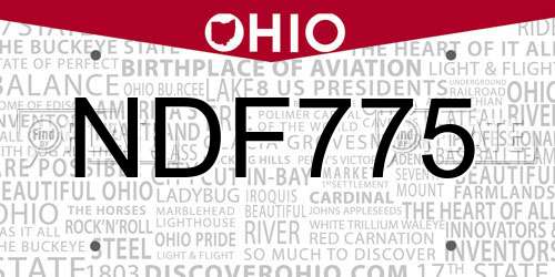 NDF775 Ohio License Plate