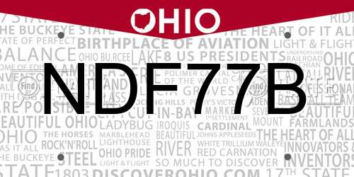 NDF77B Ohio License Plate