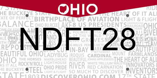 NDFT28 Ohio License Plate