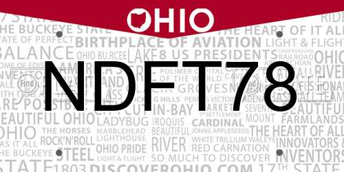 NDFT78 Ohio License Plate