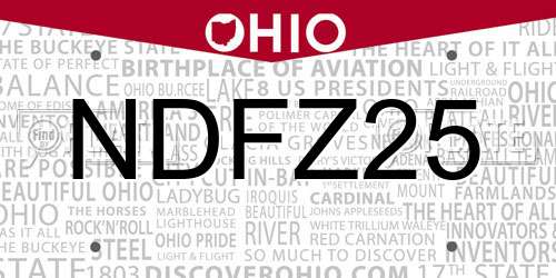 NDFZ25 Ohio License Plate