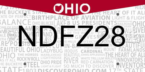 NDFZ28 Ohio License Plate