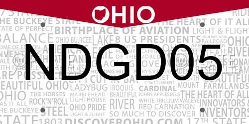 NDGD05 Ohio License Plate