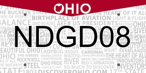NDGD08 Ohio License Plate