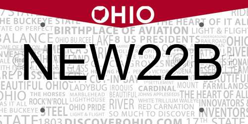 NEW22B Ohio License Plate