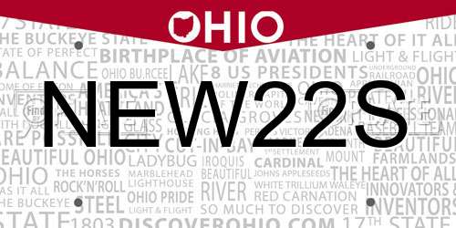 NEW22S Ohio License Plate