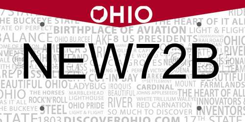 NEW72B Ohio License Plate