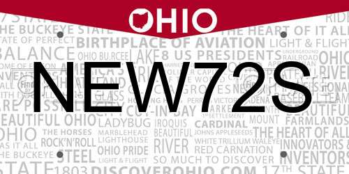 NEW72S Ohio License Plate