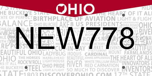 NEW778 Ohio License Plate