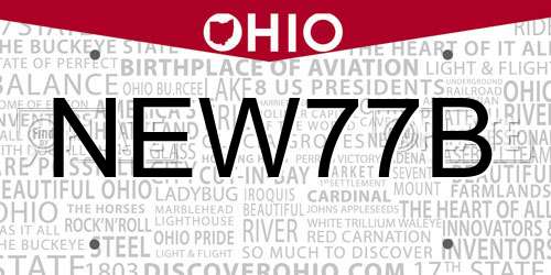 NEW77B Ohio License Plate