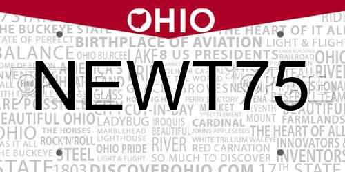 NEWT75 Ohio License Plate