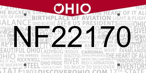 NF22170 Ohio License Plate