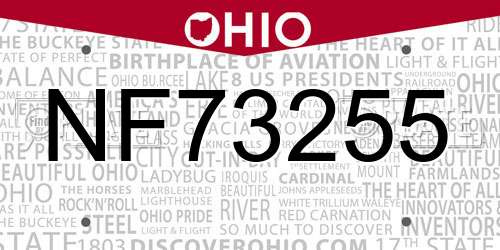 NF73255 Ohio License Plate