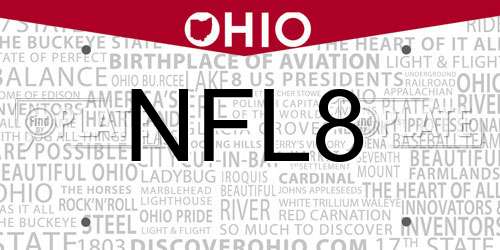 NFL8 Ohio License Plate