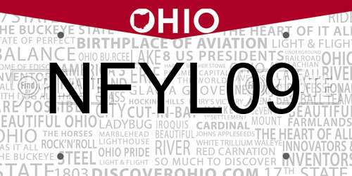 NFYL09 Ohio License Plate