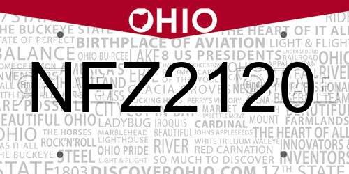 NFZ2120 Ohio License Plate