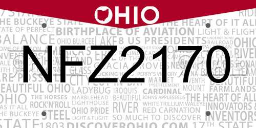 NFZ2170 Ohio License Plate