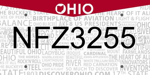 NFZ3255 Ohio License Plate