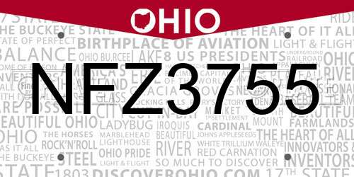 NFZ3755 Ohio License Plate