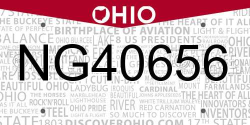 NG40656 Ohio License Plate