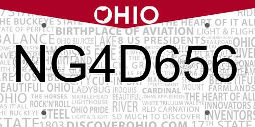 NG4D656 Ohio License Plate