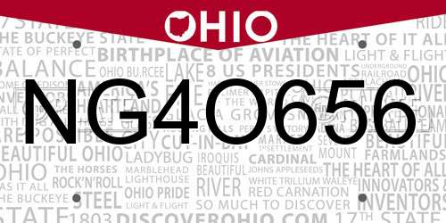 NG4O656 Ohio License Plate