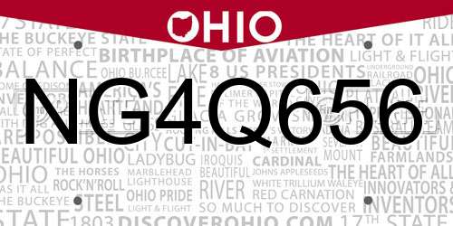 NG4Q656 Ohio License Plate