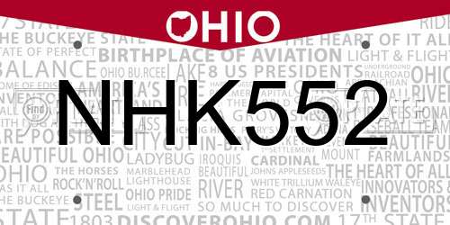 NHK552 Ohio License Plate
